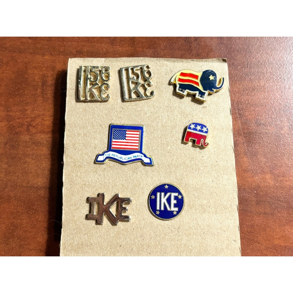 Vintage Dwight D Eisenhower Ike 56 GOP Republican Party Lapel Pin Collection 6pc